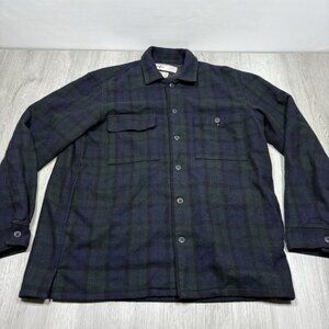 Terrascout Plaid Flannel Wool Jacket Button down Shirt Jacket Made In USA Large
